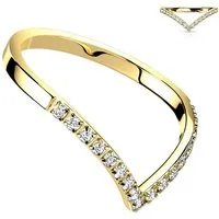 Taffstyle Fingerring Damen Shevron Ring mit kleinen Kristallen Gold Größe 55 (17.5) (Geschenke für Frauen zum Geburtstag Muttertag Valentinstag Weihnachten), Wunderschöner Verlobungsring Damen Band Ring Damenring Bandring