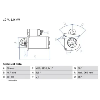 Bosch Anlasser 1,0 kW Renault Clio Kangoo Megane Thalia