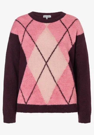 MORE & MORE - Pullover mit Argyle-Muster rosa - Gr. - 42