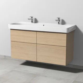 Sanipa 3way Waschtischunterbau zu Geberit Smyle Square Waschtisch mit 4 Auszügen, Eiche-Nordic SM67348