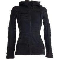 Vishes Kurzjacke Patchwork Jacke mit Cutwork und Zipfelkapuze Boho, Hippie, Elfen, Goa Style