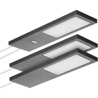 SO-TECH® LED Unterbauleuchte LED Möbelleuchte GIULIA II, stufenlos dimmbar, LED fest integriert, Neutralweiß, 3er Set neutralweiß mit/ohne Sensor inkl. 33W Trafo, schwarz