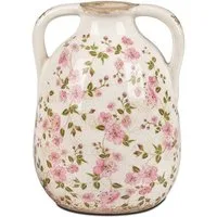 formano Dekovase Vase Vintage Blüten antik weiß rosa H. 13 oder 17cm