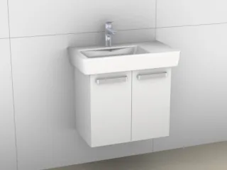 Artiqua 413 Waschtischunterschrank für Renova Compact 226165, 226265 Weiß Hochglanz, 413-WU2T-K120-7 413-WU2T-K120-7016-68
