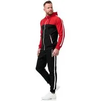 L.gonline Freizeitanzug Herren Jogginganzug Freizeitanzug Sportlich 3750 (Kapuzenjacke mit Reißverschluss, Hose, 2-tlg), mit Streifen
