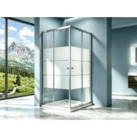 Boromal Eckdusche Duschkabine 90x90 80x80 75x90 75x75 Eckeinstieg Schiebetür H:185cm, BxT: 75x90 cm, Sicherheitsglas, verstellbar Aluprofil, Alurahmen, Duschabtrennung Glas, Milchglas, Schnellfreigabefunktion, Magnetische Duschdichtunge