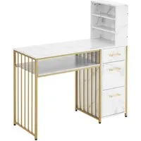 MCombo Schreibtisch M MCombo Schreibtisch Manikürtisch Computertisch Holz 2420, 3 Schubladen, mit Regal