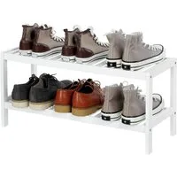 SONGMICS Schuhregal, Schuhregal Bambus Schuhablage mit 2 Ebenen