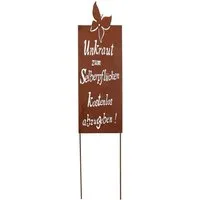 UNUS GARDEN Gartenstecker Roststecker Schild Spruch Unkraut schmal (1-St., 66 x 22 cm (HxB) inkl. Streben ca. 99 cm lang) Unkraut zum Selberpflücken kostenlos abzugeben