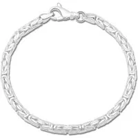 Tony Fein Silberarmband Königsarmband Rund 4 mm 925er Sterling Silber Massiv, Made in Italy für Herren