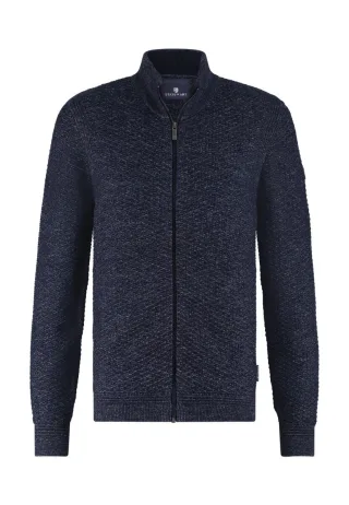 State of Art - Melierte Strickjacke mit Strukturmuster blau - Gr. - XXL