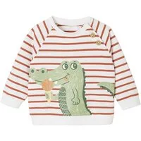 vertbaudet Sweatshirt Baby Sweatshirt, Streifen Knopfverschluss an den Schultern