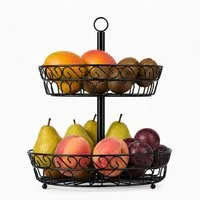Youyijia Obstschale Obst Etagere 2 Etagen – 24x40cm Metall Obstschale, Moderner Obstkorb