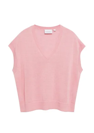 comma - Strickpullover mit V-Ausschnitt pink - Gr. - XS