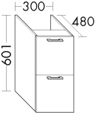 Burgbad Unterschrank Sys30 PG1 Aqua 601x300x480 Marone Dekor Trüffel, WUZZ030F1718 WUZZ030F1718