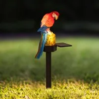 HI LED Solarleuchte LED Solar Papagei Gartenstecker mit einer warmweißen LED