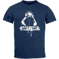 Neverless Print-Shirt Herren T-Shirt Faultier Techno DJ Musik-Motiv Rave Festival Konzert mit Print