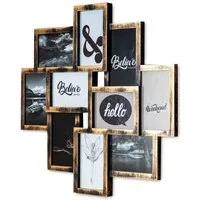 Levandeo® Bilderrahmen Collage, levandeo Bilderrahmen Collage 55x50cm Kupfer Schwarz Glas 10 Fotos