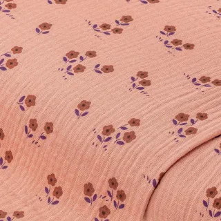 Musselin/Doppel-Gaze "Blümchen", peach-color