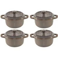 Staub Auflaufform Mini Cocotte Set 4-tlg. rund, Keramik, antik-grau, Keramik