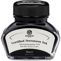 OCTOPUS Fluids Document Ink black, dokumentenechte Tinte, DIN ISO 12757-2, 30ml Tintenglas (30 ml, 1-tlg., Dokumentenecht, Chemikalienresistent, Lichtecht)