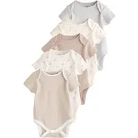 Next Kurzarmbody Kurzärmelige Babybodys aus Baumwolle, 5er-Pack (5-tlg)