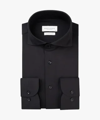 Profuomo - Schwarzes Japanese Knitted-Hemd schwarz - Gr. - 42