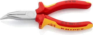 KNIPEX Flachrundzange mit Schneide (Radiozange) verchromt isoliert mit Mehrkomponenten-Hüllen VDE-geprüft 160 mm 25 26 160