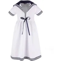 modAS Sommerkleid 1127 Kinder Matrosenkleid 1/2-Arm - Maritimes Kurzarmkleid Großer Kragen