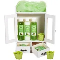 BRUBAKER Hautreinigungs-Set Bade- und Dusch Set, Badeset mit Avocado Duft, Pflegeset, 10-tlg., Damen Geschenkset im Vintage-Schränkchen, reinigend und pflegend