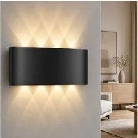 Nettlife Wandleuchte Schwarz Moderne 7W Warmweiß Innen & Aussen Wandlampe, LED fest integriert, Warmweiß, Schlafzimmer Wohnzimmer Flure