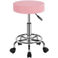 Yaheetech Drehhocker Barhocker Höhenverstellbarer Barstuhl mit Rollen, 50,5 cm – 65 cm H Arbeitshocker mit Drehbarer Sitzfläche