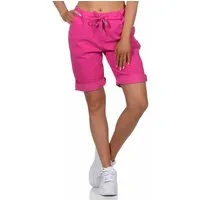 OriginalYou Chinoshorts Damenhose Kurze Damen Sommerhose Chino Shorts Schlupf Bermuda Stretchgewebe in modernem Knitterlook, elastischer Bund mit Kordelzug