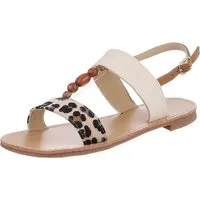 Ital-Design Modische Damen Sandalen mit Holzperlen für Sommerlook Riemchensandalette (89542646) Blockabsatz Riemchensandalen in Beige