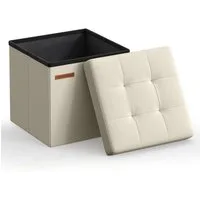 SONGMICS Sitzhocker kleine klappbare Sitzbank, für Wohnzimmer Schlafzimmer Schlafsaal (1 St), mit Stauraum, 30 x 30 x 30 cm, Aufbewahrungsbox, bis 130 kg belastbar