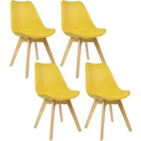 Woltu Esszimmerstuhl (Set, 4 St), Polsterstuhl Bezug Kunstleder, Massivholz