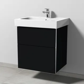 Sanipa 3way Waschtischunterbau zu Geberit iCon Waschtisch mit 2 Auszügen, Schwarz-Matt BS65008