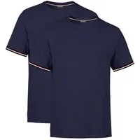 COMEOR T-Shirt Basic Herren Kurzarm Rundhalls (Packung, 2-tlg) mit gestreiften Ärmel Bündchen