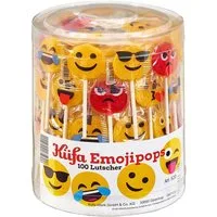 KUEFA Süßigkeit, Küfa Emojipops Lutscher mit Motiven 100 Stück einzeln verpackt 1300g