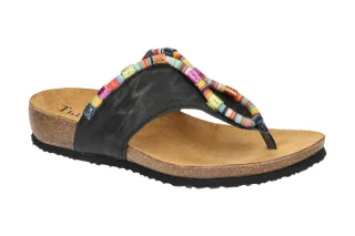 Think 3-000211-0000 Julia Pantoletten Schwarz sz Wedge Absatz Echtleder Komfo...
