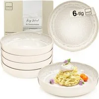 SÄNGER Teller Set Key West, Creme mit sandiger Maserung, (6 St), Pastaschalen Set, 6 Personen, Steingut, Handmade, VALUE COLLECTION