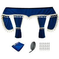 Gardinen by Justyna Verdunkelungsvorhang Lkw Gardine Blau (5 St), Kräuselband, verdunkelnd, Polyester, Verdunkelt,Vorhänge,Blickdicht,Sichtschutz,Truckvorhang