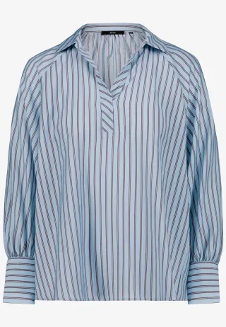zero - Gestreifte Bluse mit Hemdkragen blue/brown - Gr. - 44