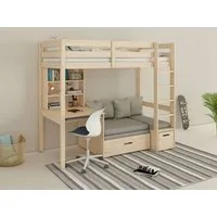 OTTO home Etagenbett HENNE' TOPSELLER! Hochbett, Ideal für kleine Räume, 2 Schlafplätze (zweiter Schlafplatz ausziehbar, B/H/T ca. 208/180/105cm), mit Polsterauflagen, Schreibtisch, Stauraum, seitenverkehrt montierbar