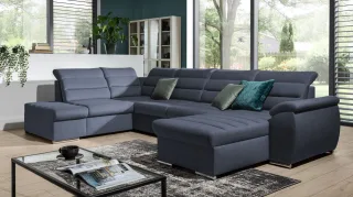 Couchgarnitur PASCARA U-Form mit Schlaffunktion-Dunkelblau /Otto.. Rechts