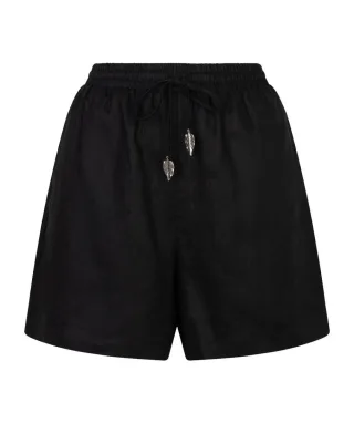 Esqualo - Weite Leinen-Shorts schwarz - Gr. - S