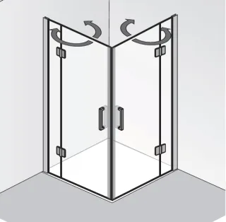 HSK Aperto Eckeinsteig 4-teilig, 2 Drehtüren 28200xx
