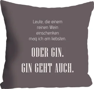 queence Dekokissen "Wein & Gin" mit Schriftzug, Kissenhülle ohne Füllung, 1 Stück