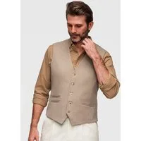 OMBRE Anzugweste Herren Anzugweste Slim Fit Elegant mit Stretch Beige XL (kein Set, 1-tlg) Verstellbarer Rücken