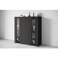 Home affaire Highboard Caro, modernes Design mit Glaseinsätzen, Breite 120 cm (1 St), grifflose Fronten mit Push-to-Open, höhenverstellbare Einlegeböden
